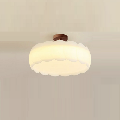 Modern Minimalist PE Iron Wavy Round LED Semi-Flush Mount Ceiling Light For Bedroom & Living Room