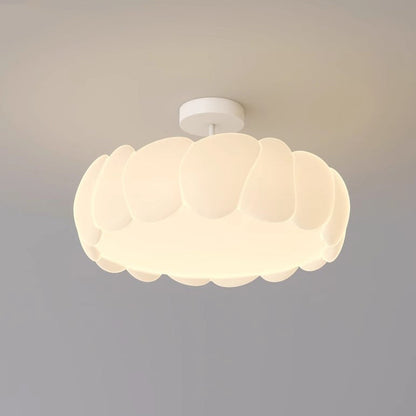Modern Minimalist PE Iron Wavy Round LED Semi-Flush Mount Ceiling Light For Bedroom & Living Room