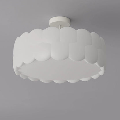 Modern Minimalist PE Iron Wavy Round LED Semi-Flush Mount Ceiling Light For Bedroom & Living Room