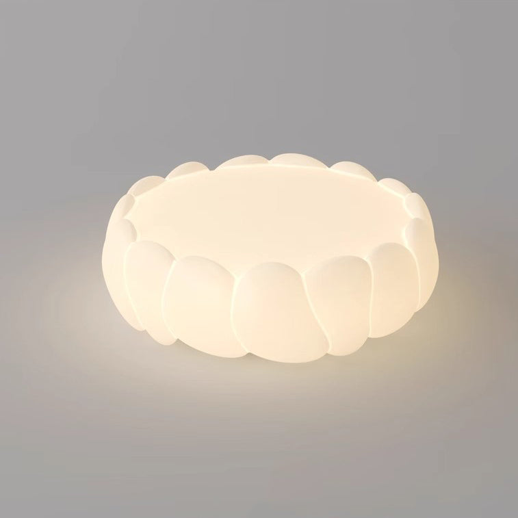 Contemporary Creative PE Iron Cream Bubble Round LED Flush Mount Ceiling Light For Bedroom & Living Room