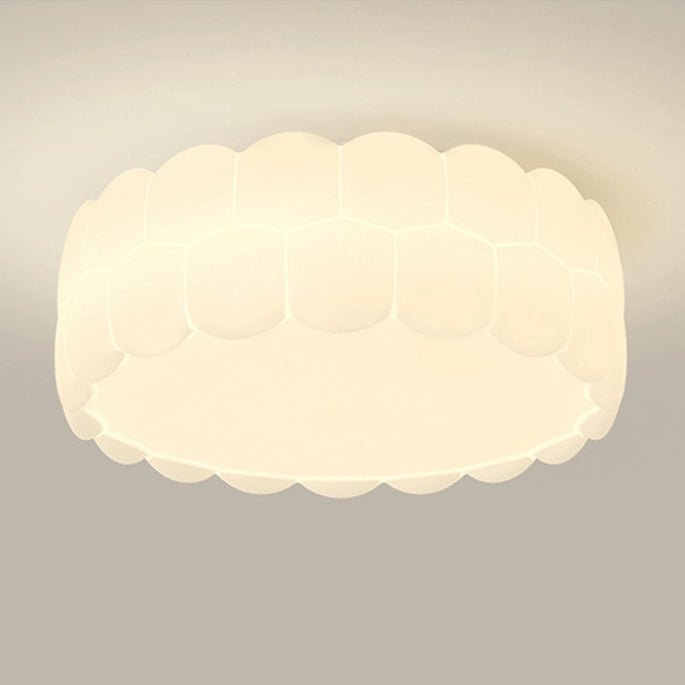 Contemporary Creative PE Iron Cream Bubble Round LED Flush Mount Ceiling Light For Bedroom & Living Room