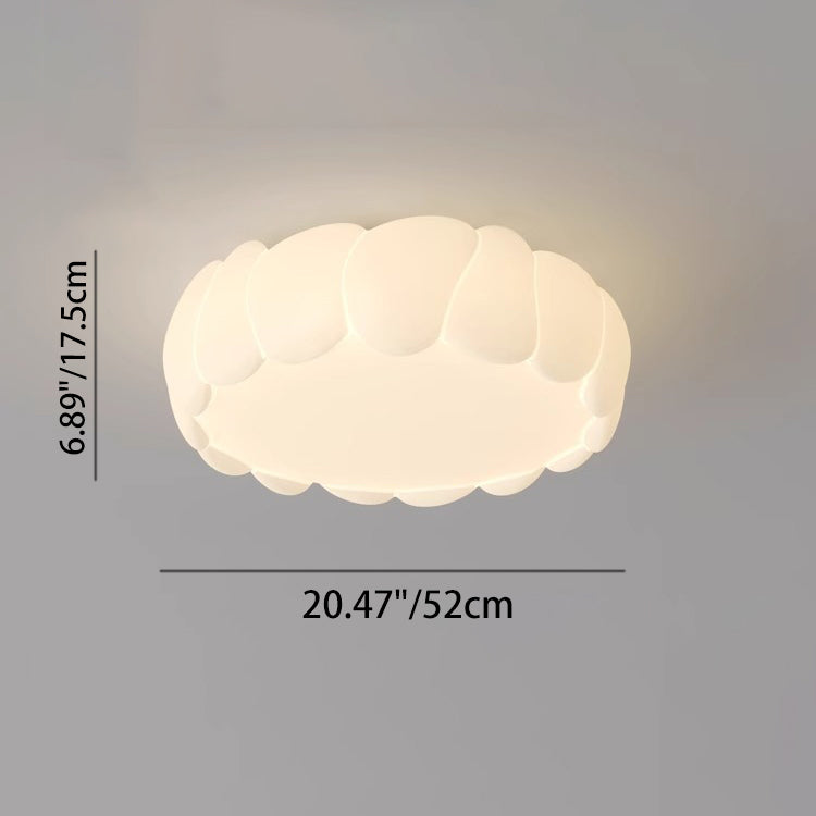 Contemporary Creative PE Iron Cream Bubble Round LED Flush Mount Ceiling Light For Bedroom & Living Room
