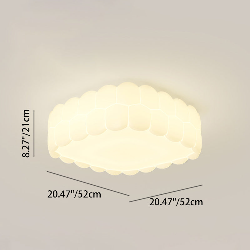 Contemporary Creative PE Iron Cream Bubble Round LED Flush Mount Ceiling Light For Bedroom & Living Room