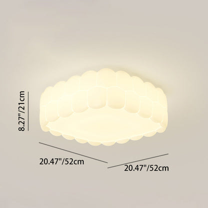Contemporary Creative PE Iron Cream Bubble Round LED Flush Mount Ceiling Light For Bedroom & Living Room