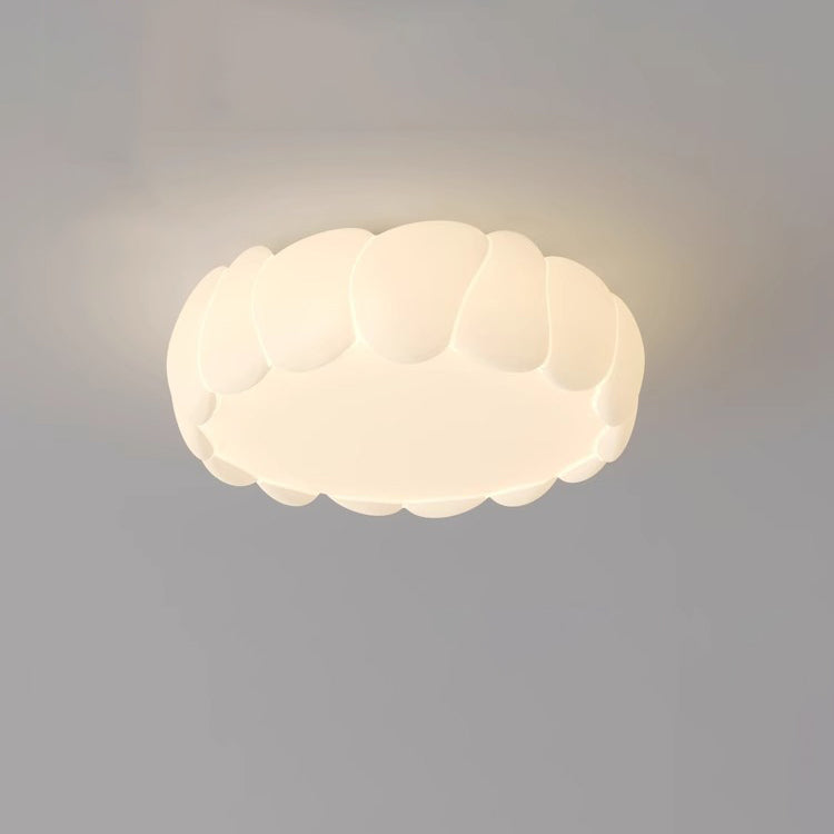 Contemporary Creative PE Iron Cream Bubble Round LED Flush Mount Ceiling Light For Bedroom & Living Room