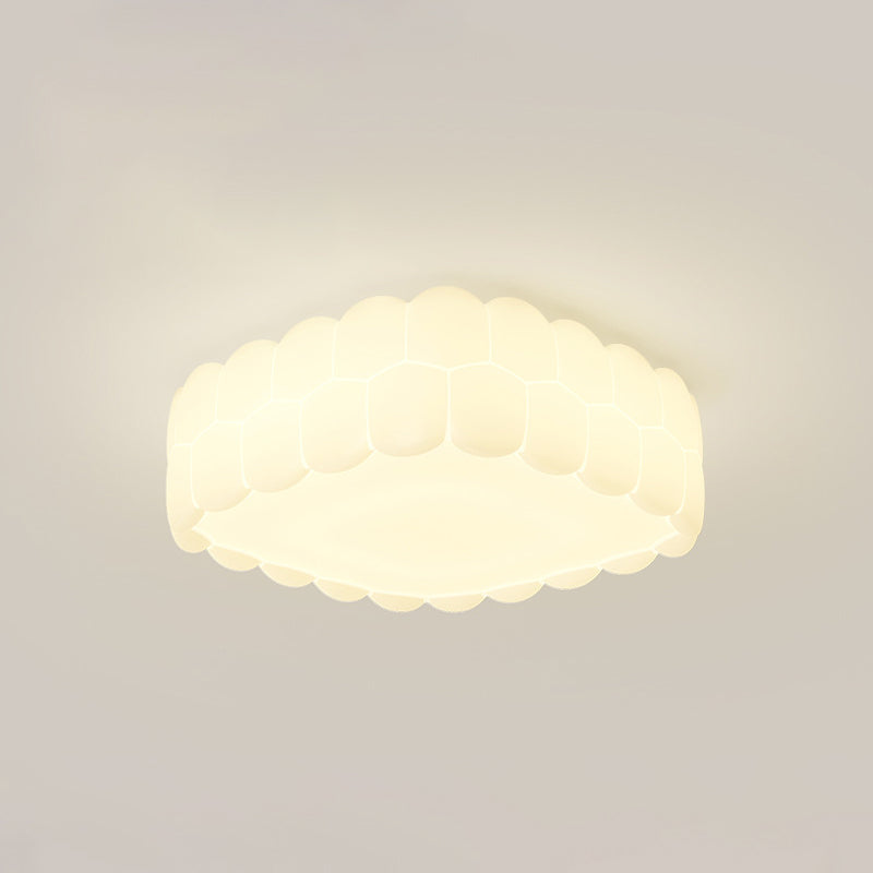 Contemporary Creative PE Iron Cream Bubble Round LED Flush Mount Ceiling Light For Bedroom & Living Room