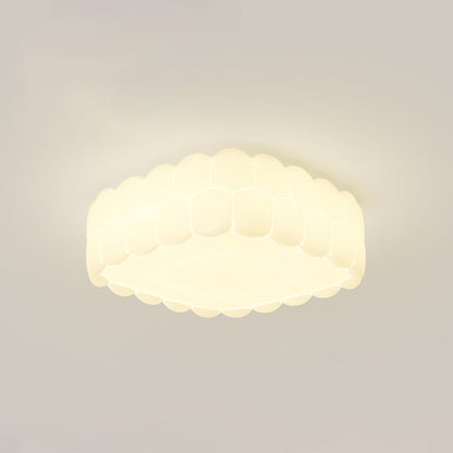 Contemporary Creative PE Iron Cream Bubble Round LED Flush Mount Ceiling Light For Bedroom & Living Room