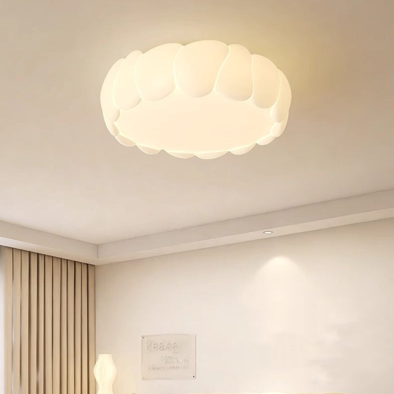 Contemporary Creative PE Iron Cream Bubble Round LED Flush Mount Ceiling Light For Bedroom & Living Room