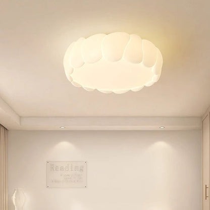Contemporary Creative PE Iron Cream Bubble Round LED Flush Mount Ceiling Light For Bedroom & Living Room