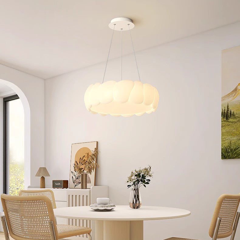 Contemporary Creative PE Iron Bubble Wave Round LED Chandelier For Living Room & Dining Room