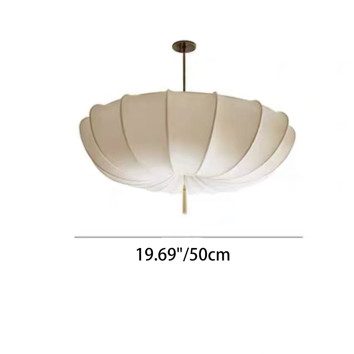 Traditional French Fabric Iron Pleated Tassel 3-Light Chandelier For Bedroom & Living Room