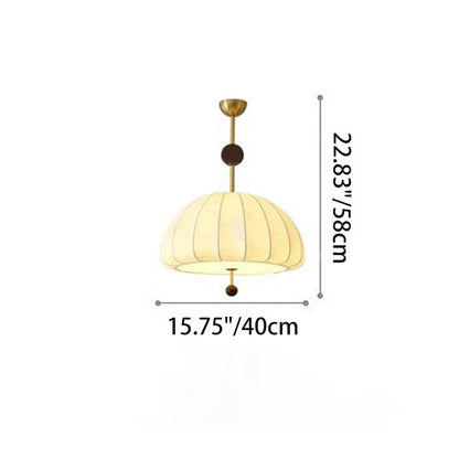 Traditional French Fabric Wood Metal Fan Pattern 3/5-Light Semi-Flush Mount Ceiling Light For Bedroom & Living Room