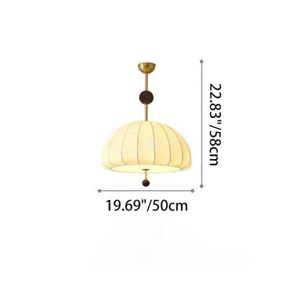Traditional French Fabric Wood Metal Fan Pattern 3/5-Light Semi-Flush Mount Ceiling Light For Bedroom & Living Room