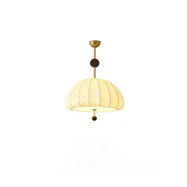 Traditional French Fabric Wood Metal Fan Pattern 3/5-Light Semi-Flush Mount Ceiling Light For Bedroom & Living Room