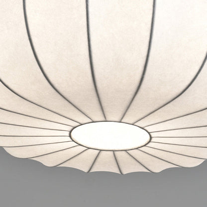 Traditional Japanese Faux Silk Iron Pumpkin Stripe 1/2/3-Light Chandelier For Bedroom & Living Room