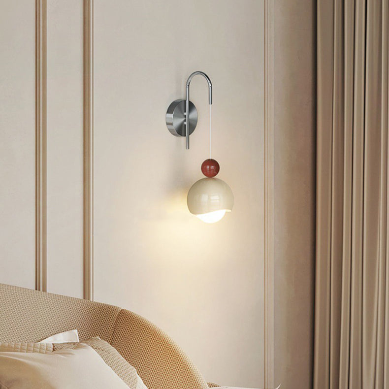 Contemporary Scandinavian PE Iron Pumpkin-Shaped LED Wall Sconce Lamp For Bedroom & Living Room
