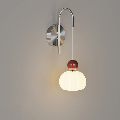 Contemporary Scandinavian PE Iron Pumpkin-Shaped LED Wall Sconce Lamp For Bedroom & Living Room