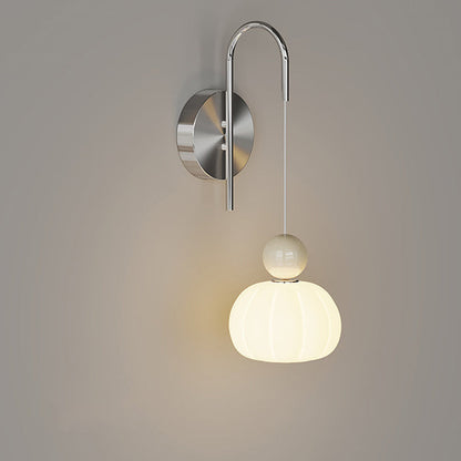 Contemporary Scandinavian PE Iron Pumpkin-Shaped LED Wall Sconce Lamp For Bedroom & Living Room