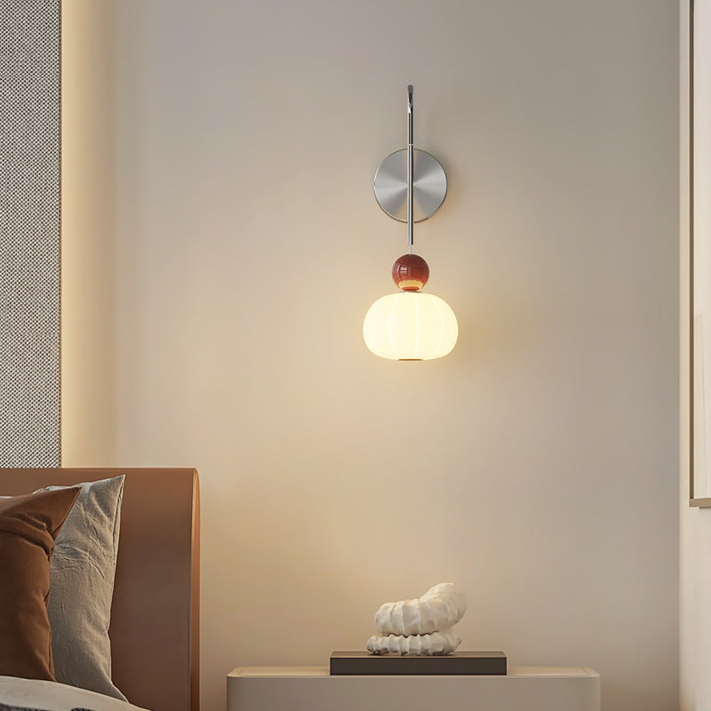 Contemporary Scandinavian PE Iron Pumpkin-Shaped LED Wall Sconce Lamp For Bedroom & Living Room
