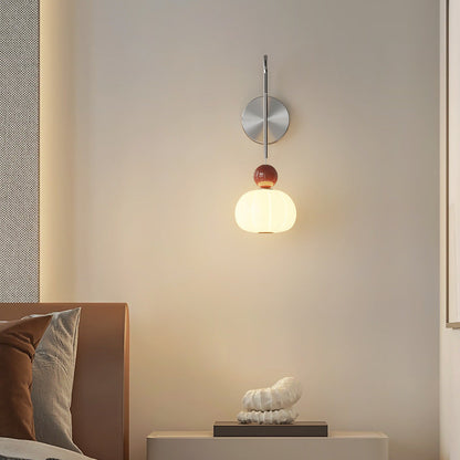 Contemporary Scandinavian PE Iron Pumpkin-Shaped LED Wall Sconce Lamp For Bedroom & Living Room
