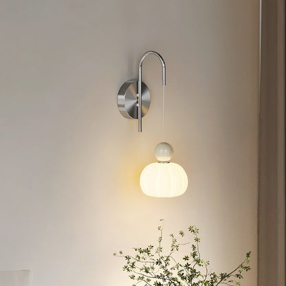 Contemporary Scandinavian PE Iron Pumpkin-Shaped LED Wall Sconce Lamp For Bedroom & Living Room
