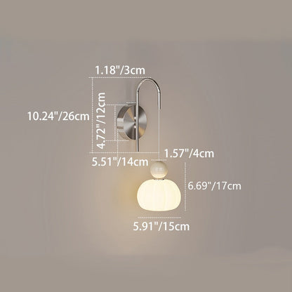 Contemporary Scandinavian PE Iron Pumpkin-Shaped LED Wall Sconce Lamp For Bedroom & Living Room