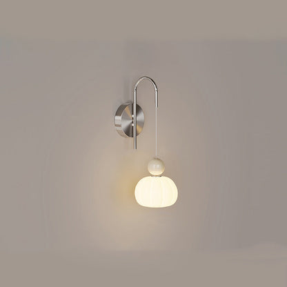 Contemporary Scandinavian PE Iron Pumpkin-Shaped LED Wall Sconce Lamp For Bedroom & Living Room