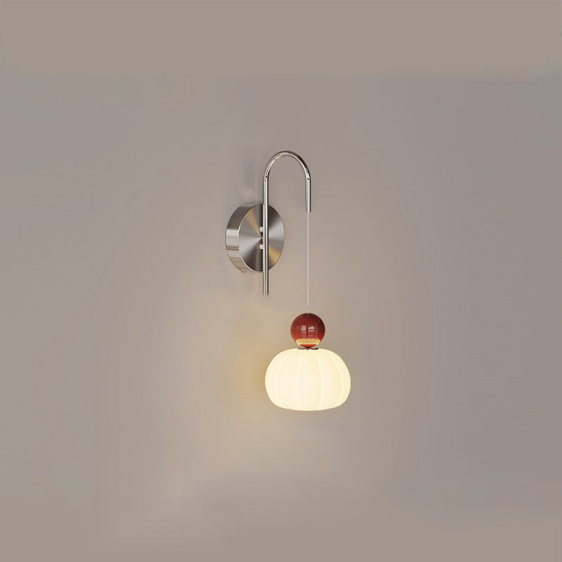 Contemporary Scandinavian PE Iron Pumpkin-Shaped LED Wall Sconce Lamp For Bedroom & Living Room
