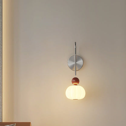 Contemporary Scandinavian PE Iron Pumpkin-Shaped LED Wall Sconce Lamp For Bedroom & Living Room