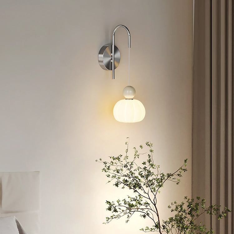 Contemporary Scandinavian PE Iron Pumpkin-Shaped LED Wall Sconce Lamp For Bedroom & Living Room