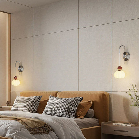 Contemporary Scandinavian PE Iron Pumpkin-Shaped LED Wall Sconce Lamp For Bedroom & Living Room