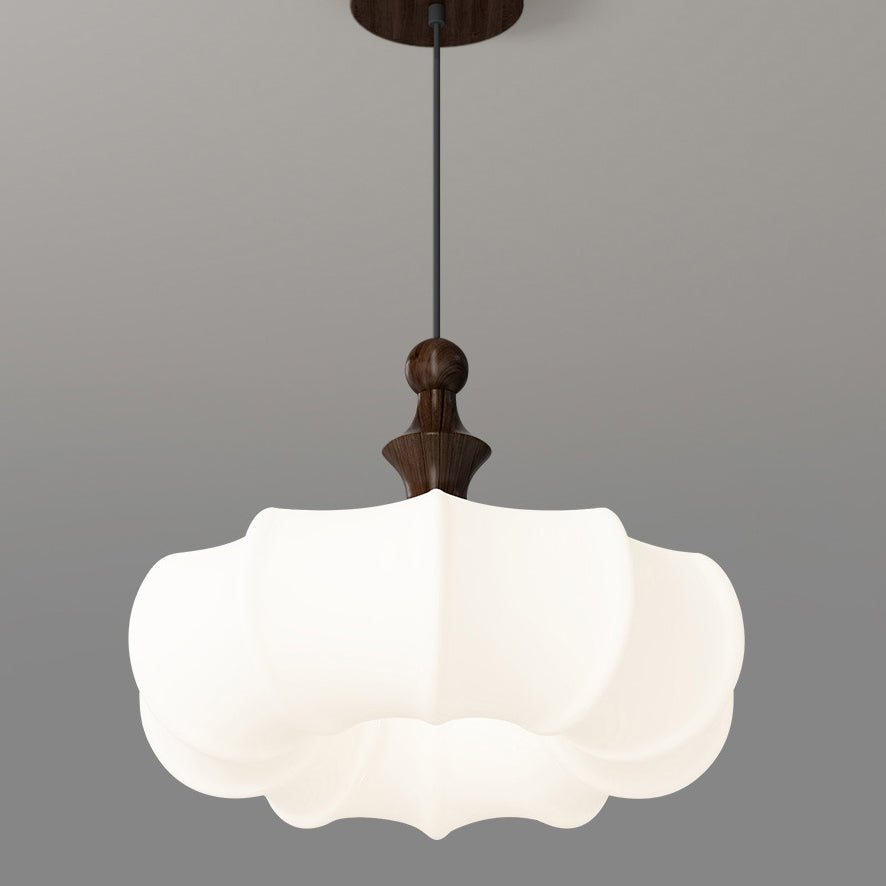 Contemporary Scandinavian Acrylic Wood Pumpkin-Shaped LED Chandelier For Bedroom & Living Room