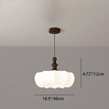 Contemporary Scandinavian Acrylic Wood Pumpkin-Shaped LED Chandelier For Bedroom & Living Room