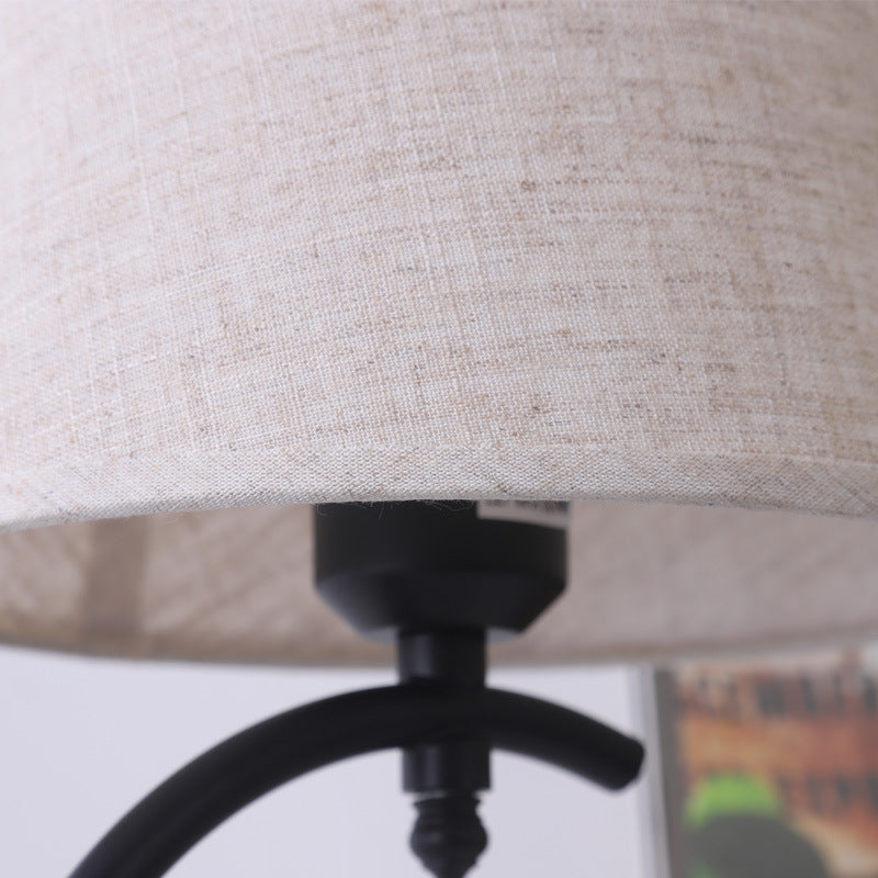 Contemporary Creative Cotton Linen Iron Arc Fan-Shaped 1-Light Table Lamp For Bedroom & Living Room