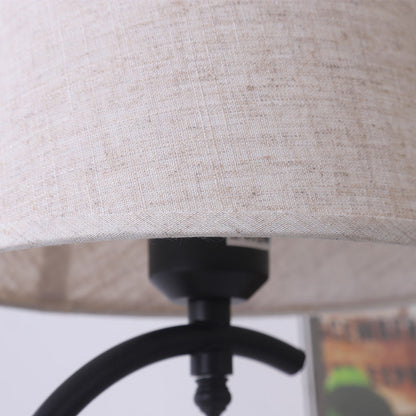 Contemporary Creative Cotton Linen Iron Arc Fan-Shaped 1-Light Table Lamp For Bedroom & Living Room