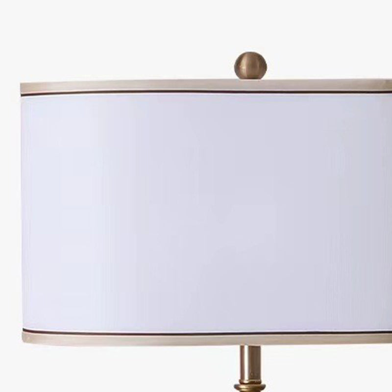 Traditional Vintage Fabric Marble Metal Oval Hollow 1-Light Table Lamp For Bedroom & Living Room