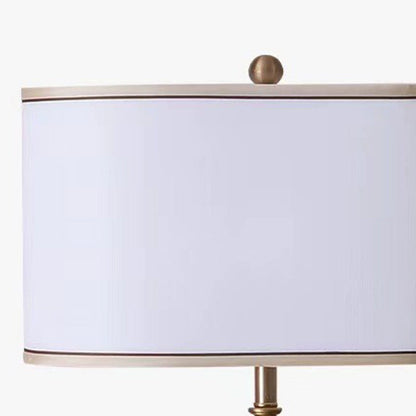 Traditional Vintage Fabric Marble Metal Oval Hollow 1-Light Table Lamp For Bedroom & Living Room