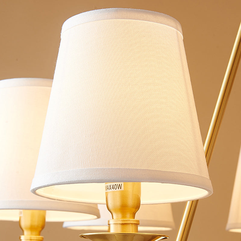 Contemporary Scandinavian Brass Fabric Round Branch 5/6/8/10-Light Chandelier For Living Room & Dining Room
