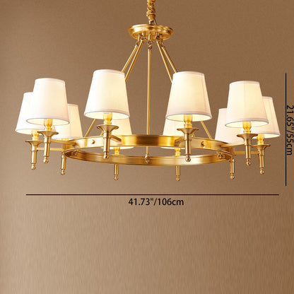 Contemporary Scandinavian Brass Fabric Round Branch 5/6/8/10-Light Chandelier For Living Room & Dining Room