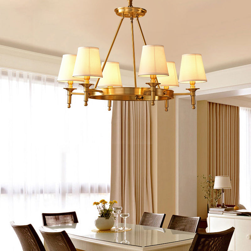 Contemporary Scandinavian Brass Fabric Round Branch 5/6/8/10-Light Chandelier For Living Room & Dining Room