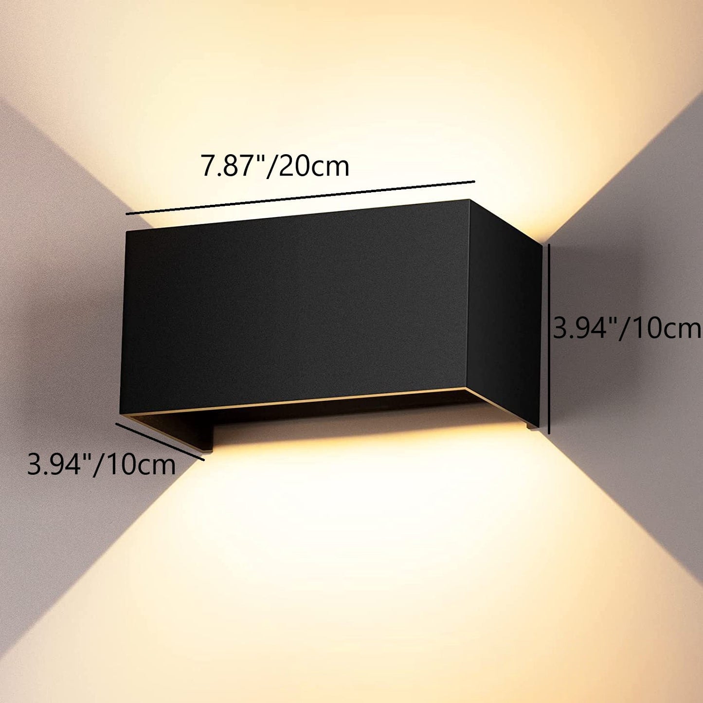 مصباح حائط LED مستطيل الشكل من الألومنيوم بتصميم عصري وبسيط للفناء الخارجي