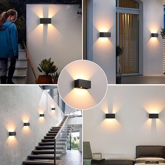 مصباح حائط LED مستطيل الشكل من الألومنيوم بتصميم عصري وبسيط للفناء الخارجي