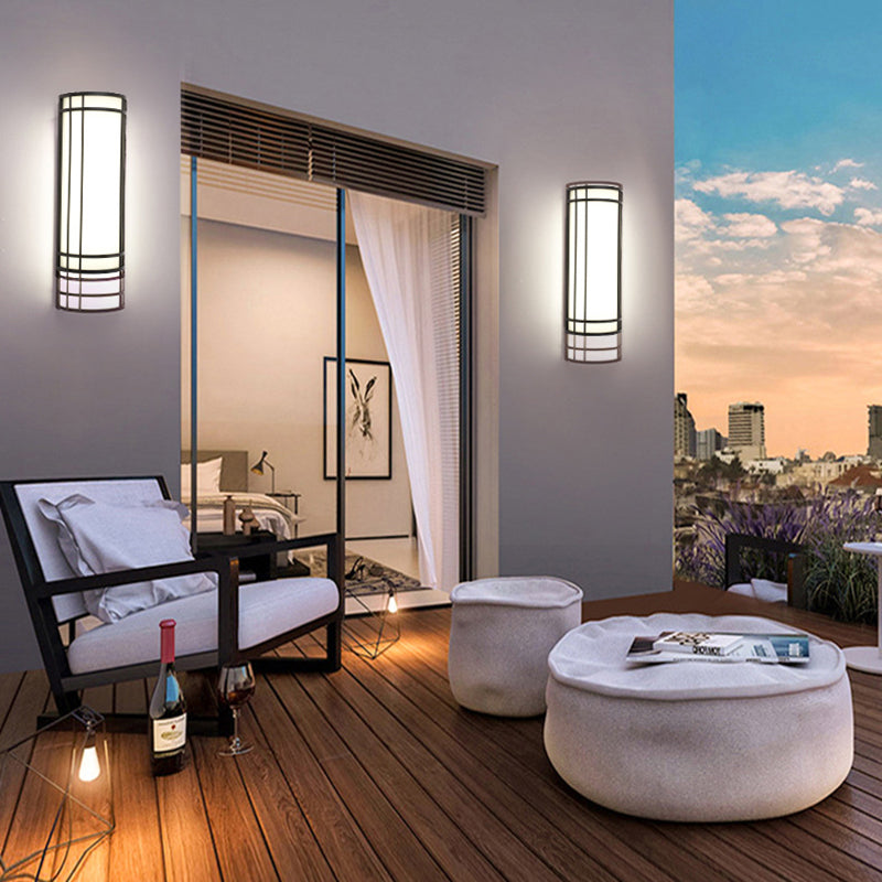 Modern Minimalist Acrylic Iron Half-Round Rectangular LED Wall Sconce Lamp For Outdoor