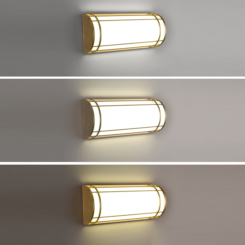 Modern Minimalist Acrylic Iron Half-Round Rectangular LED Wall Sconce Lamp For Outdoor