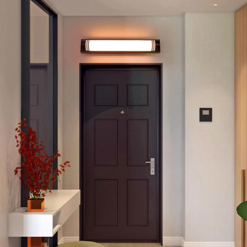 Modern Minimalist Acrylic Stainless Steel Rectangular Striped LED Wall Sconce Lamp For Outdoor