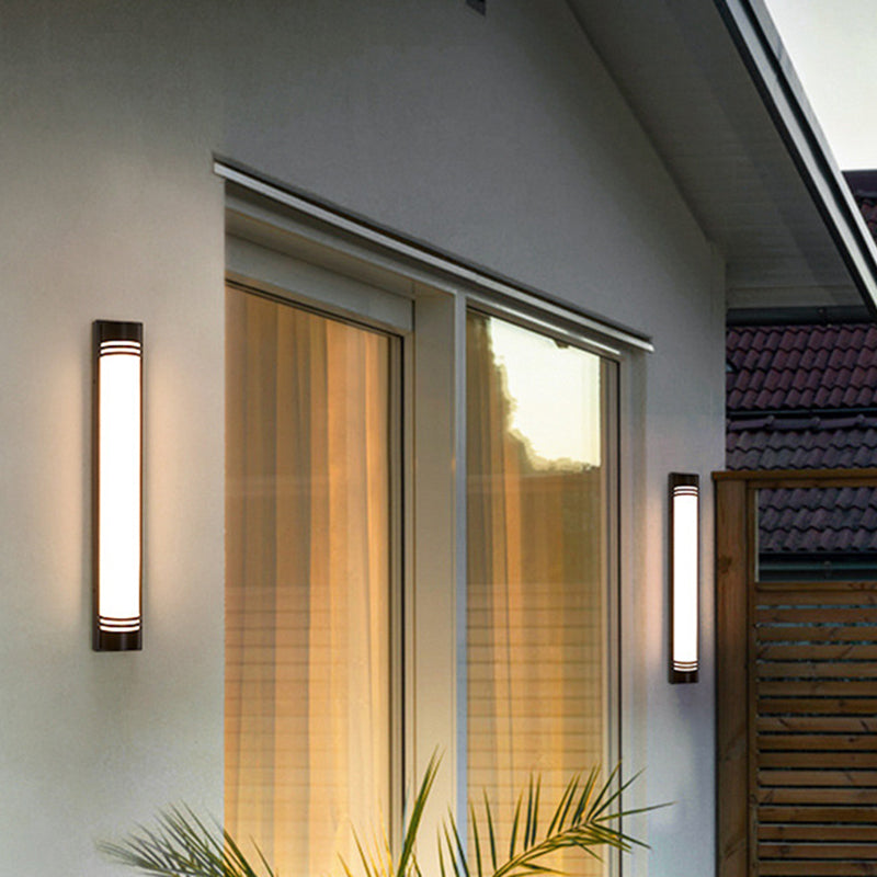 Modern Minimalist Acrylic Stainless Steel Rectangular Striped LED Wall Sconce Lamp For Outdoor