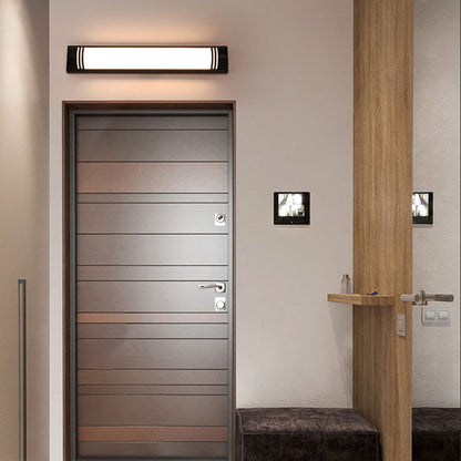 Modern Minimalist Acrylic Stainless Steel Rectangular Striped LED Wall Sconce Lamp For Outdoor