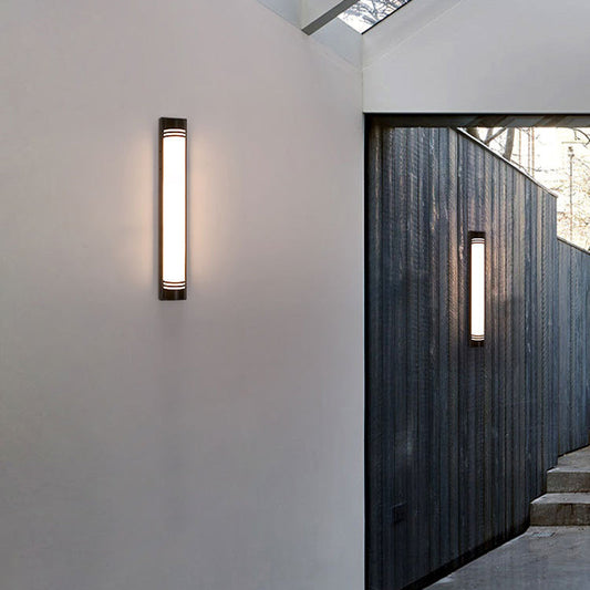 Modern Minimalist Acrylic Stainless Steel Rectangular Striped LED Wall Sconce Lamp For Outdoor