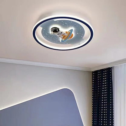 مصباح سقف دائري LED بتصميم أرنب رائد فضاء مصنوع من الأكريليك والحديد والراتنج بتصميم عصري لغرفة النوم وغرفة المعيشة