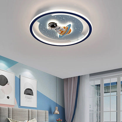 مصباح سقف دائري LED بتصميم أرنب رائد فضاء مصنوع من الأكريليك والحديد والراتنج بتصميم عصري لغرفة النوم وغرفة المعيشة